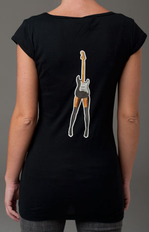 Women’s Black, 100% Cotton, Cup Sleeve T-shirt, back