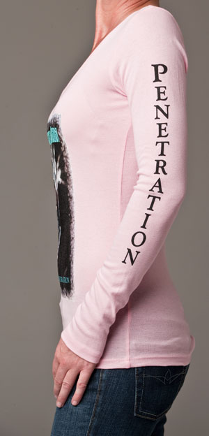 Women’s pink 100% Cotton; Long Sleeve T- shirt, left