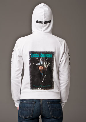 Women’s white 100% Cotton, Long Sleeve Zipper front Hoodie, back