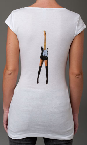 Women’s White, 100% Cotton, Cup Sleeve T- shirt, back