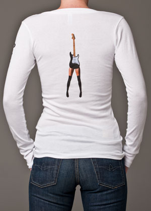Women’s White 100% Cotton, Long Sleeve T- shirt, back